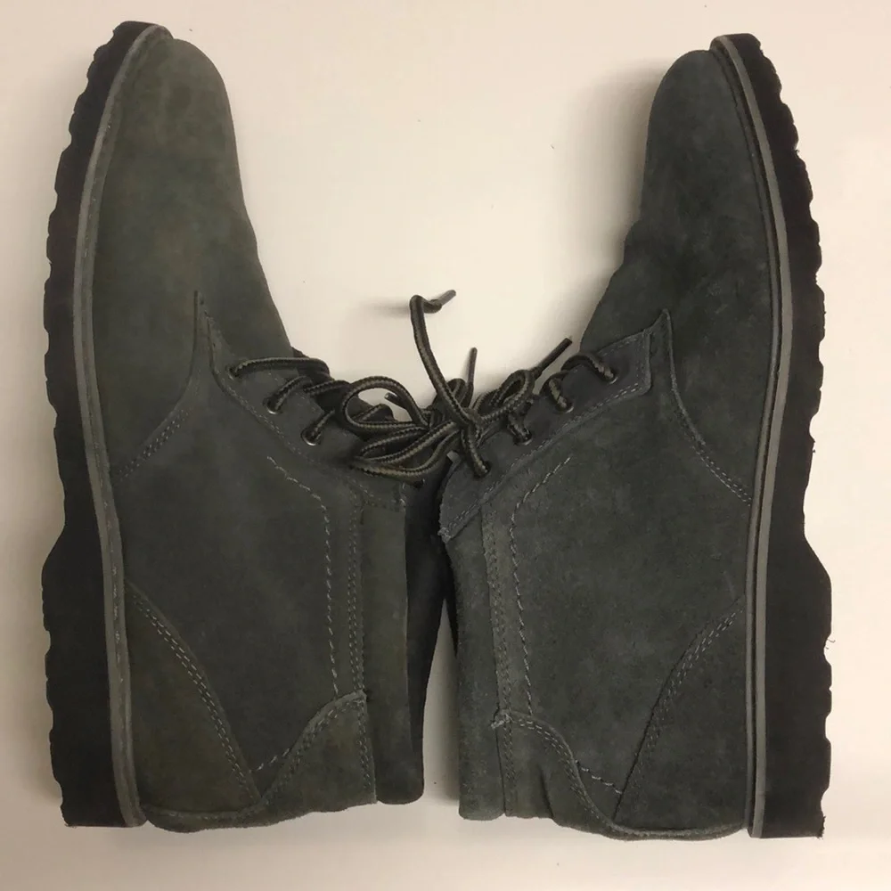 Nunn Bush Men's Memory Foam Chukka Boots Grey Leather Lace Up Size 10